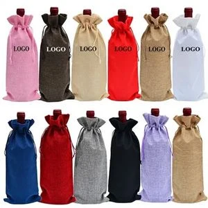 Linen Cloth Wine Drawstring Bags 1