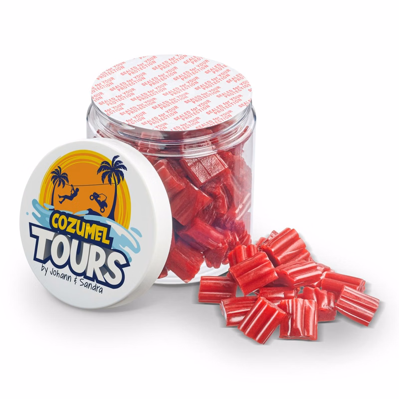 8 OZ JAR OF  MINI STRAWBERRY LICORICE BITES