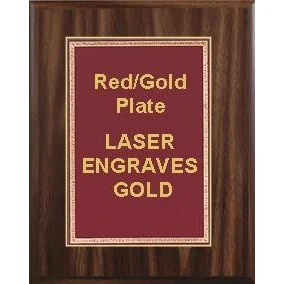 5" x 7" Classic Walnut Finish Plaque with a Red Florentine Plate 1