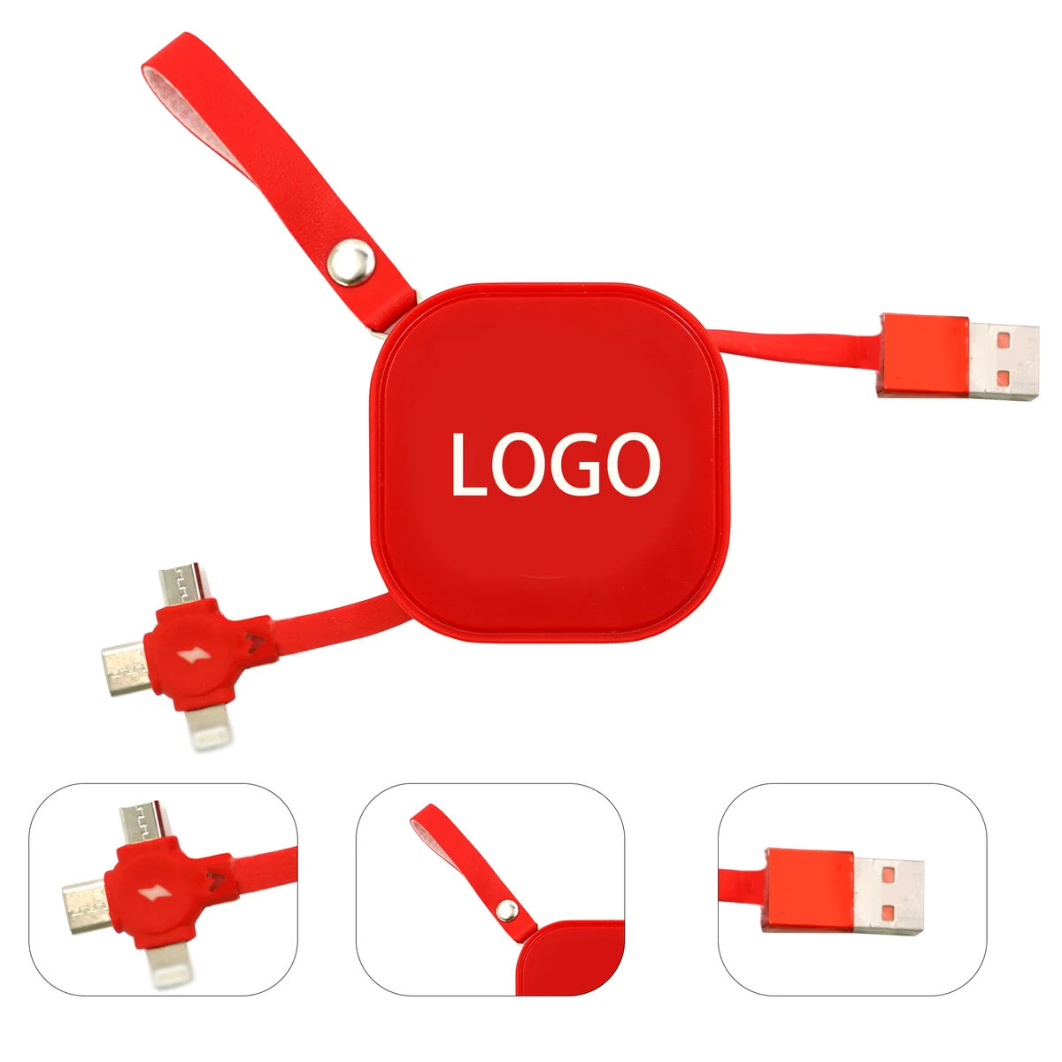 Custom USB Retractable 3 in 1 Charging Cord Cable 1