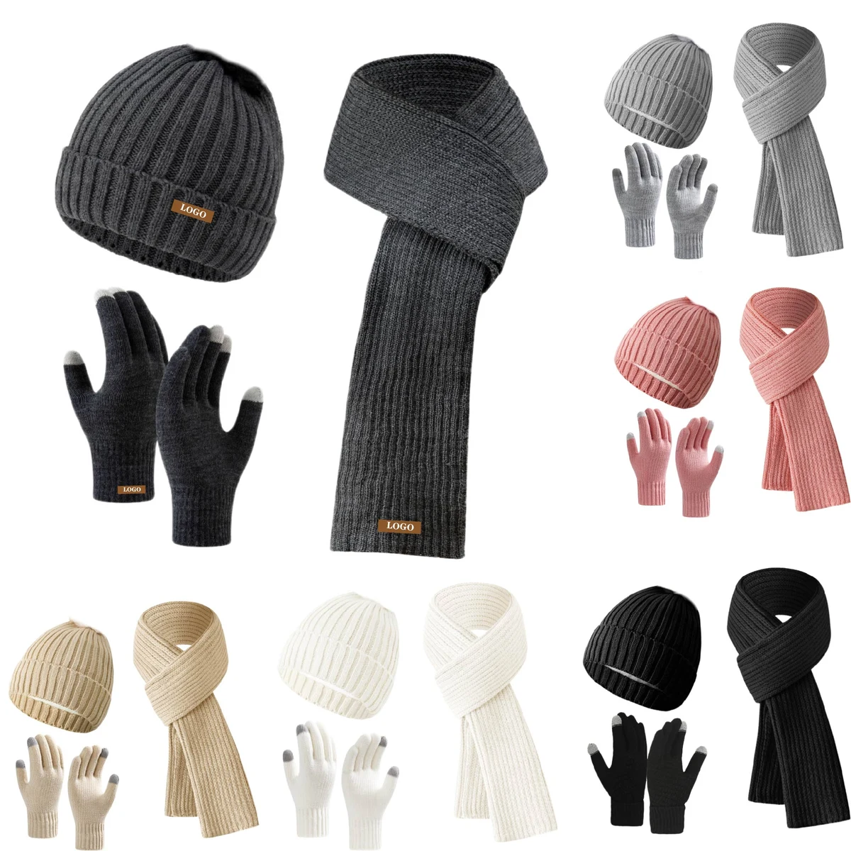 MOQ 5 pcs Women's Winter Knit Warm Set 1
