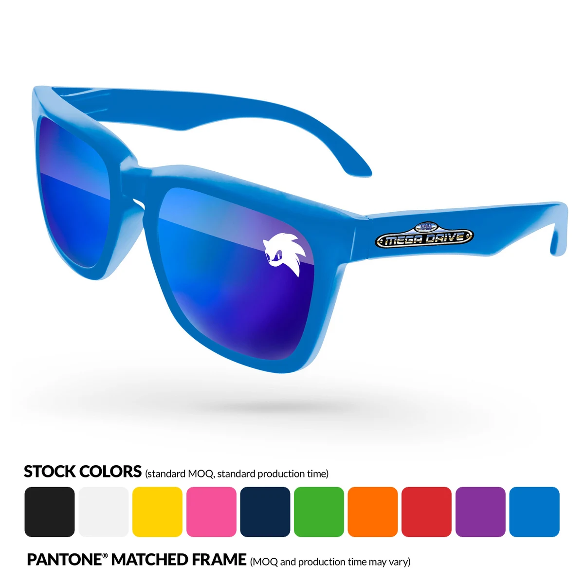 Bold Mirror Sunglasses w/ Corner Lens and Arm Imprints 1