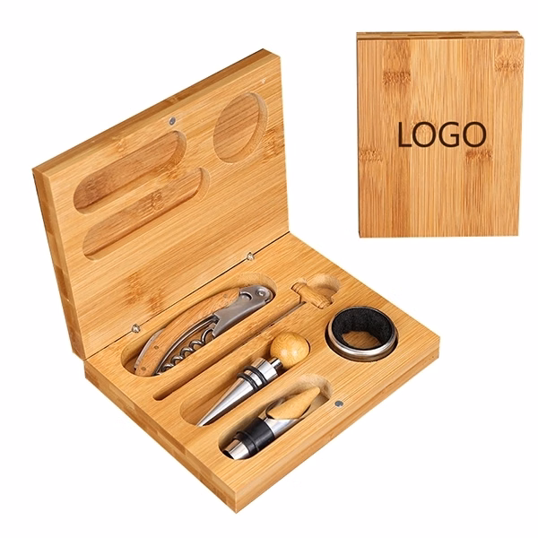 5-in-1 Bamboo wine tool set