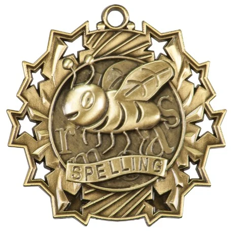 Spelling Ten Star Medal, 2-1/4" 1