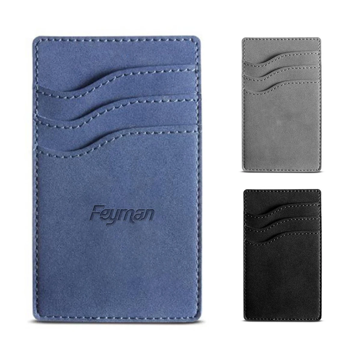 3-Pocket PU Leather Adhesive Phone Card Holder 1