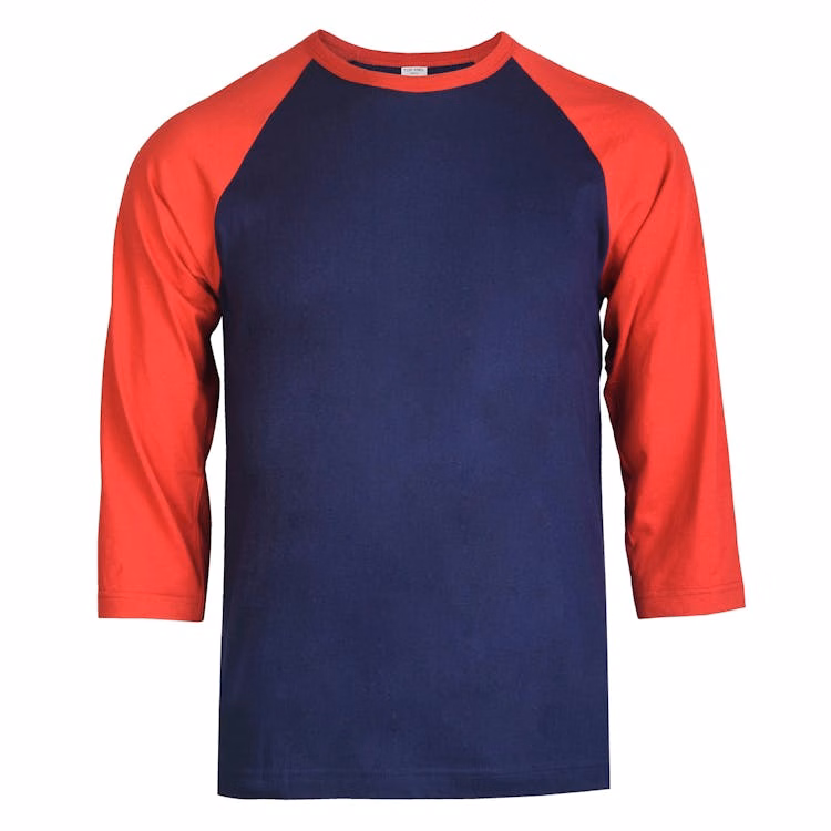 Men's 3/4 Sleeve Baseball T-Shirt - Large Dark Red/Navy