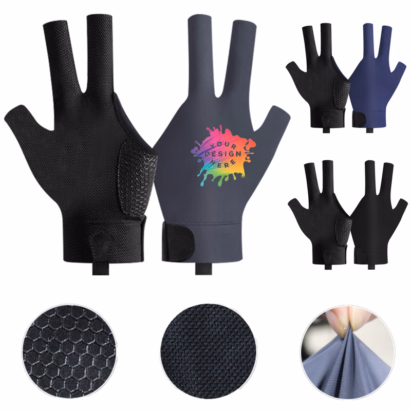 Full Color Snooker Left Hand 3 Finger Glove MOQ 50