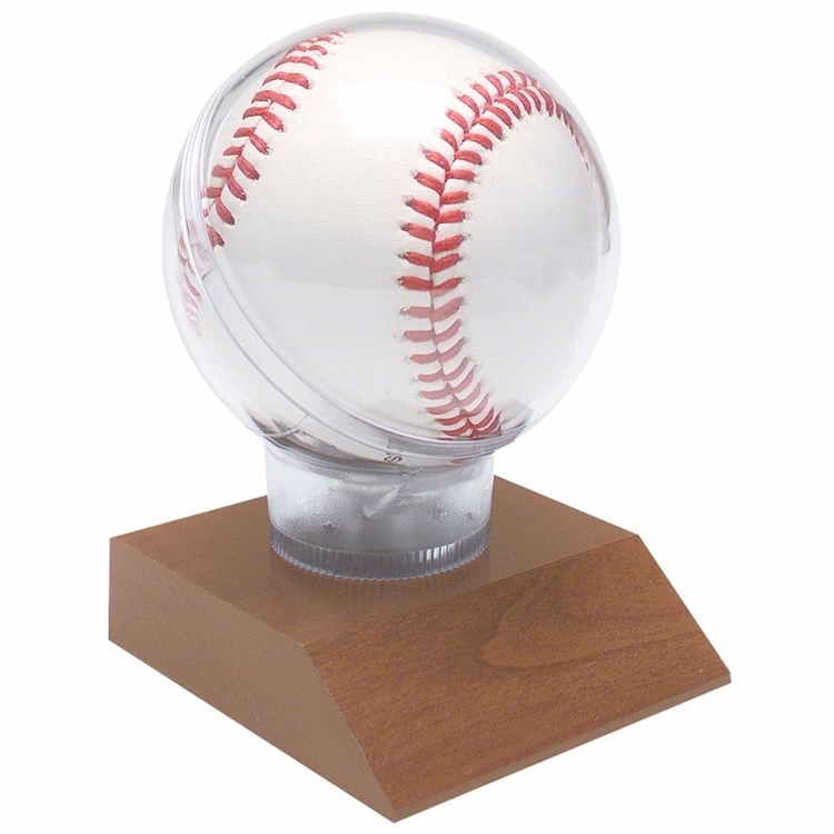4 1/2" Tall All-Star Baseball Holder Award with Cherry Base