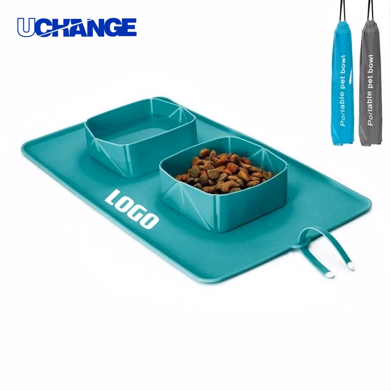 Collapsible Silicone Pet Bowl with Mat