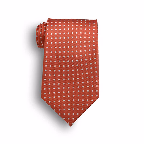 Orange Newport Polka Dot Wet Dyed Silk Tie