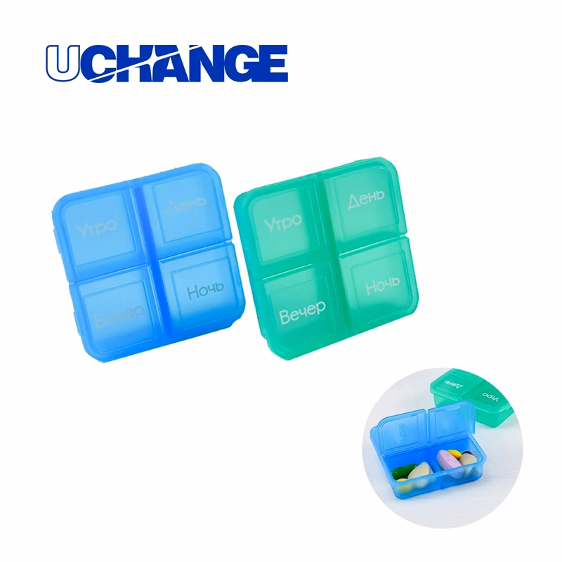 4-Compartment Pill Organizer With Snap Lids