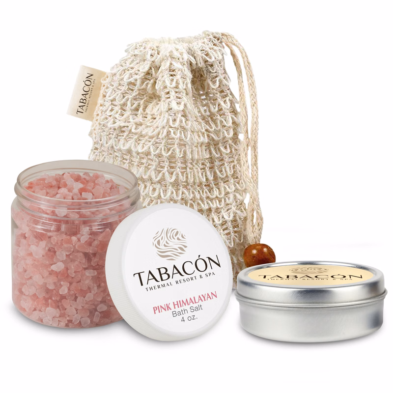 Loofah Bag with Candle Tin and Bath Salt