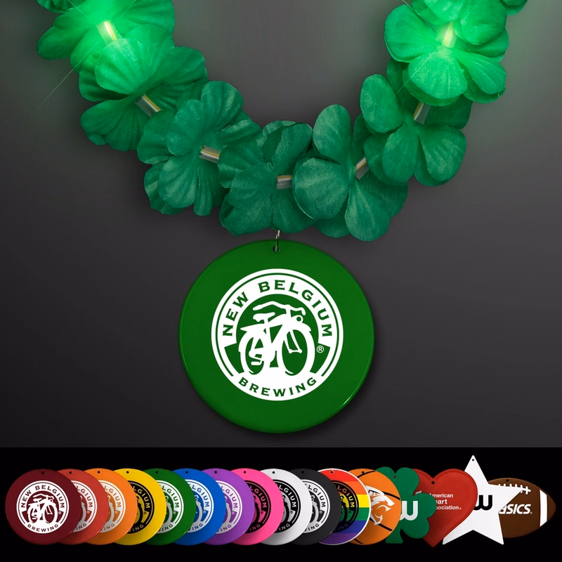 Light Up Green Lei with Medallion