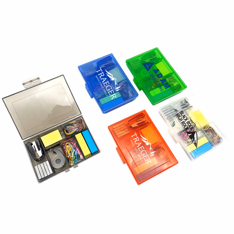 Back To School / Office Kit With Stapler, Staples, Sticky Notes, Rubber Bands, Paper Clips, And Tape