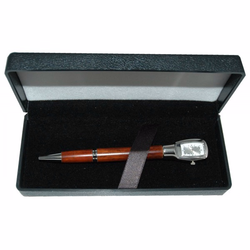 Rosewood Ballpoint Pen w / Custom Watch Clock.