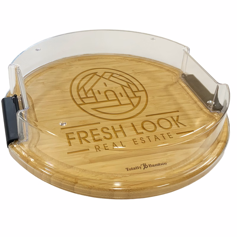Flip, Serve & Store™ Covered Round Charcuterie Board with Large Engrave