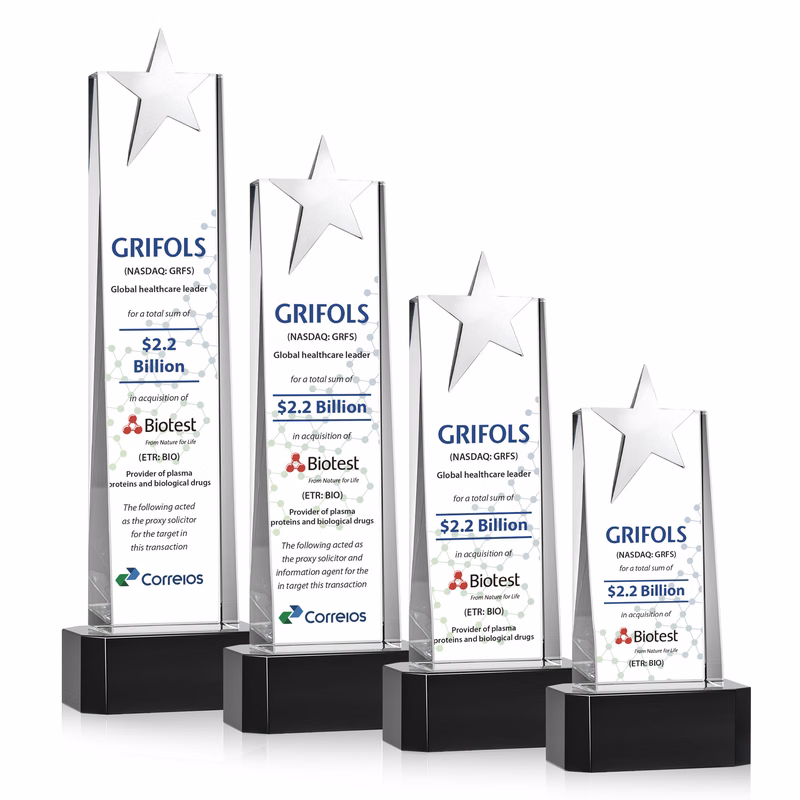 Fanshaw Silver Star VividPrint™ Award On Base - Black
