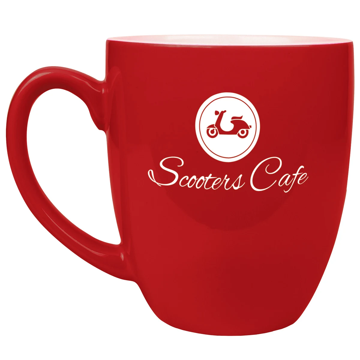 16oz Red Ceramic Bistro LazerMug 1