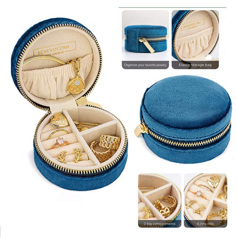 Plush Velvet Travel Jewelry Box Organizer