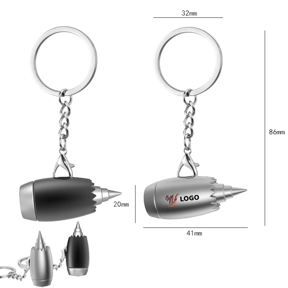 Metal Airplane Engine Keychain 1