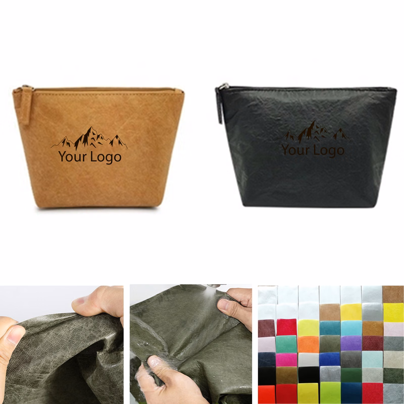 Dupont Paper Zipper Cosmetic Bag Kraft Storage Pouch