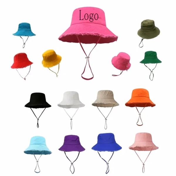 Custom Cotton Linen Bucket Hat with Adjustable Drawstring — Outdoor Activity Promo