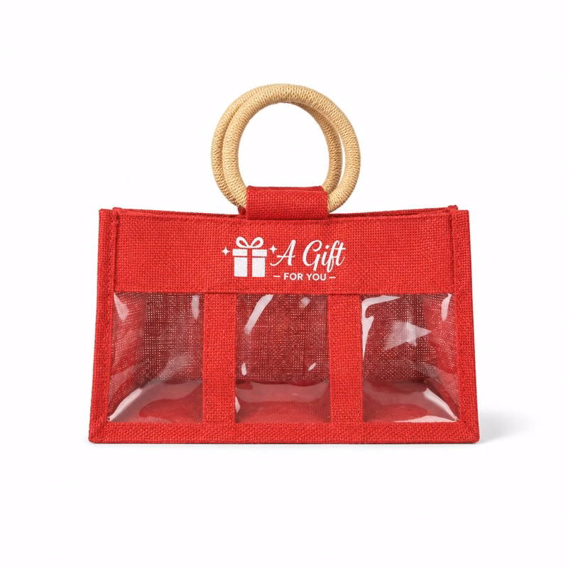 Clear Front Jute Gift Bags