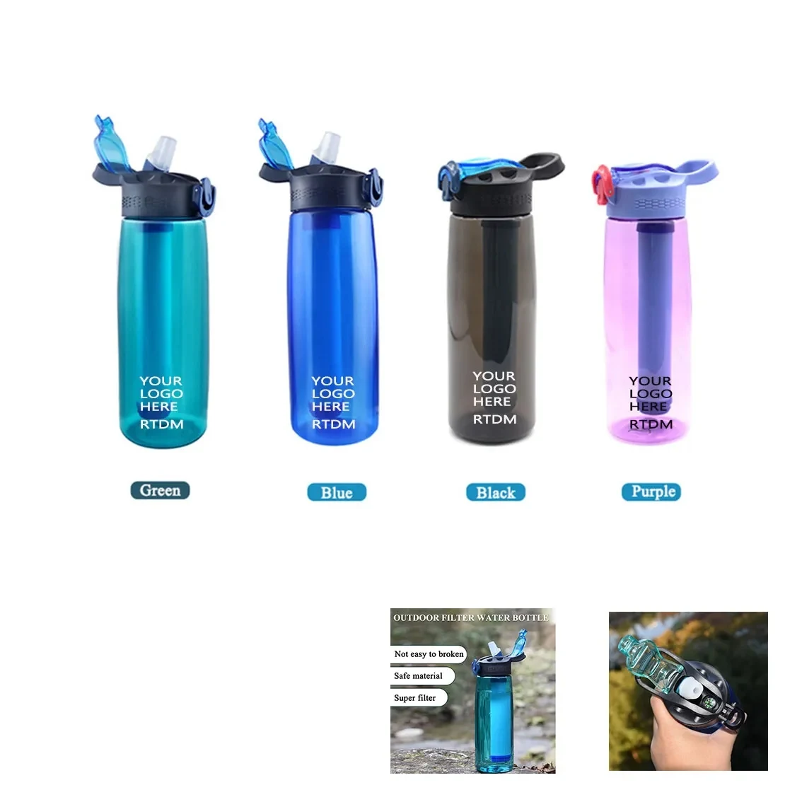 FDA-Certified 22oz Tritan Outdoor Filter Bottle With Compass 1