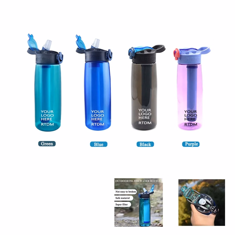 FDA-Certified 22oz Tritan Outdoor Filter Bottle With Compass
