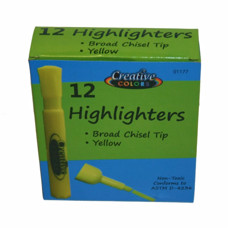 Yellow Highlighters - 12 Pack Chisel Tip
