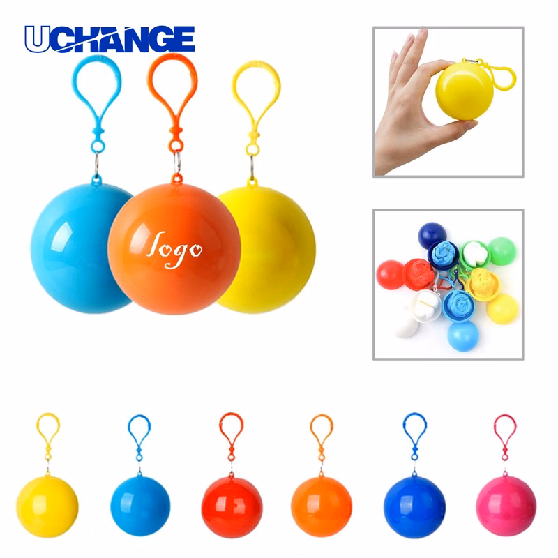 Compact Raincoat Ball Keychain