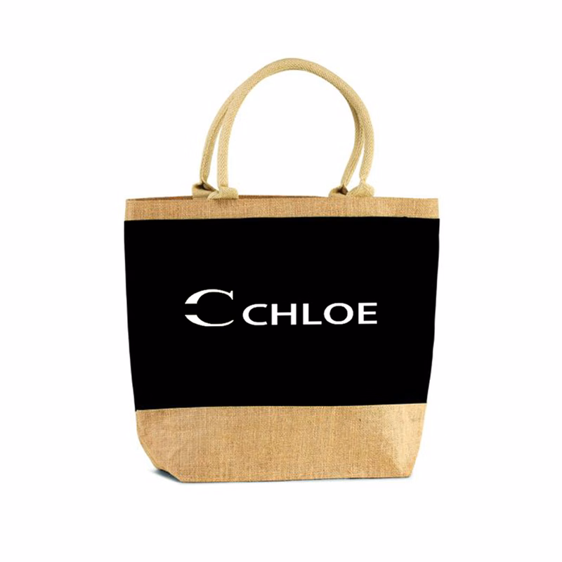 Two Tone Jute Beach Tote With Handles