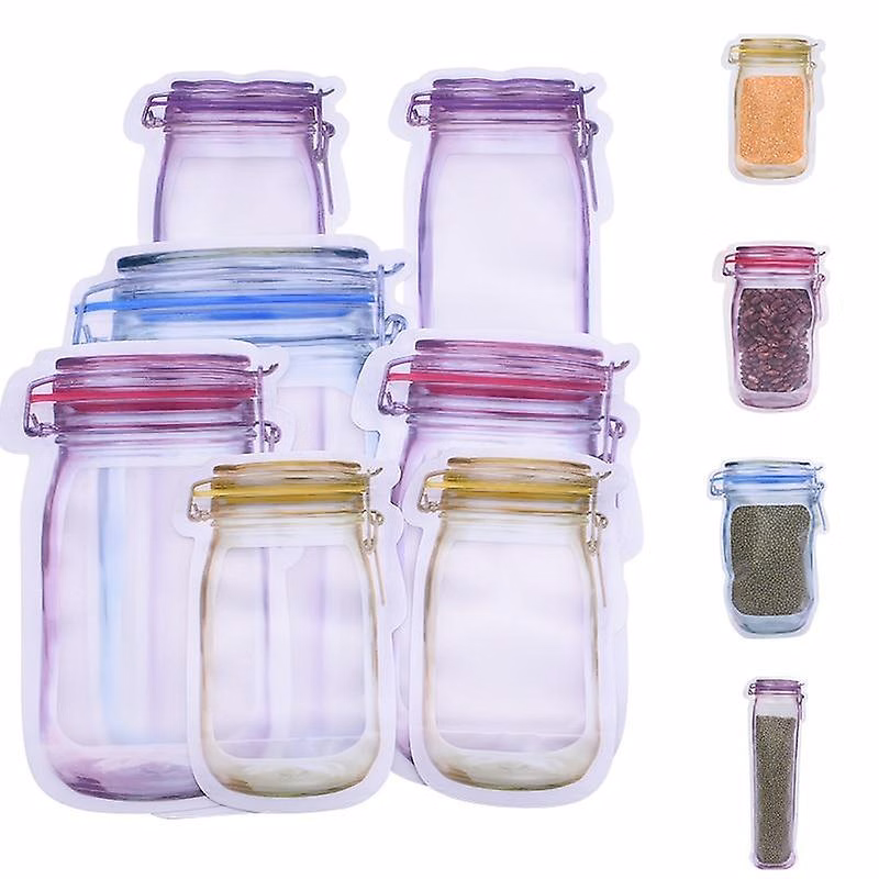 Clear Plastic Stand Up Zip Bag Resealable Mason Jar