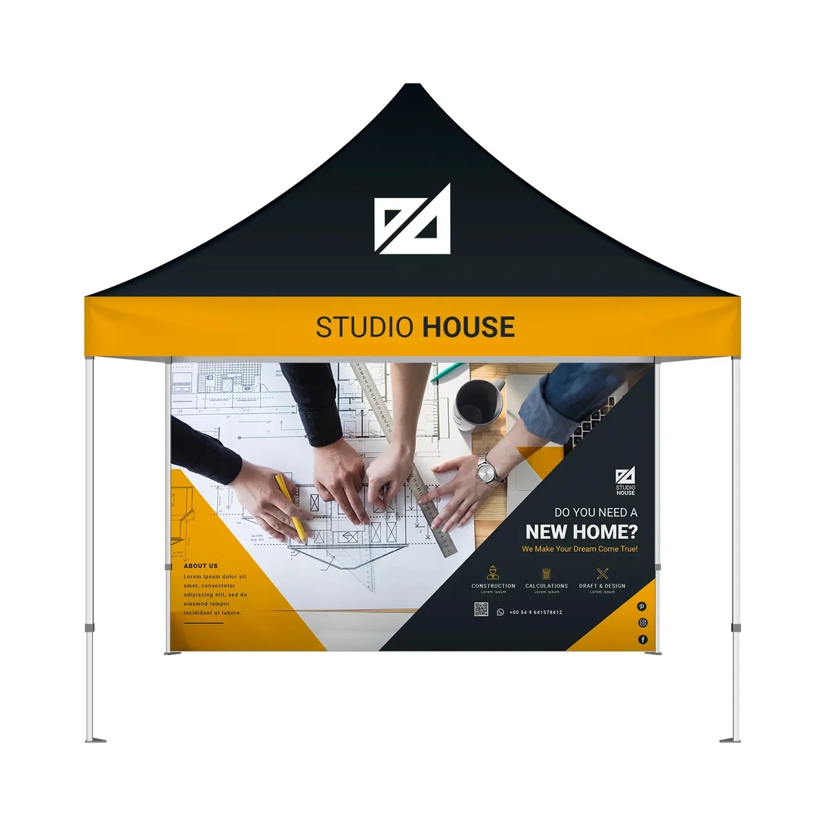 10Ft Steel Custom Canopy Tent (Topper+Hardware and Backwall) 1