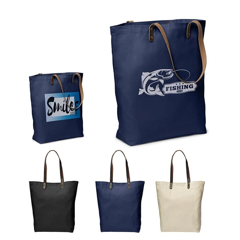 Urban Cotton Tote with Leather Handles, custom tote bag with logo imprint 1