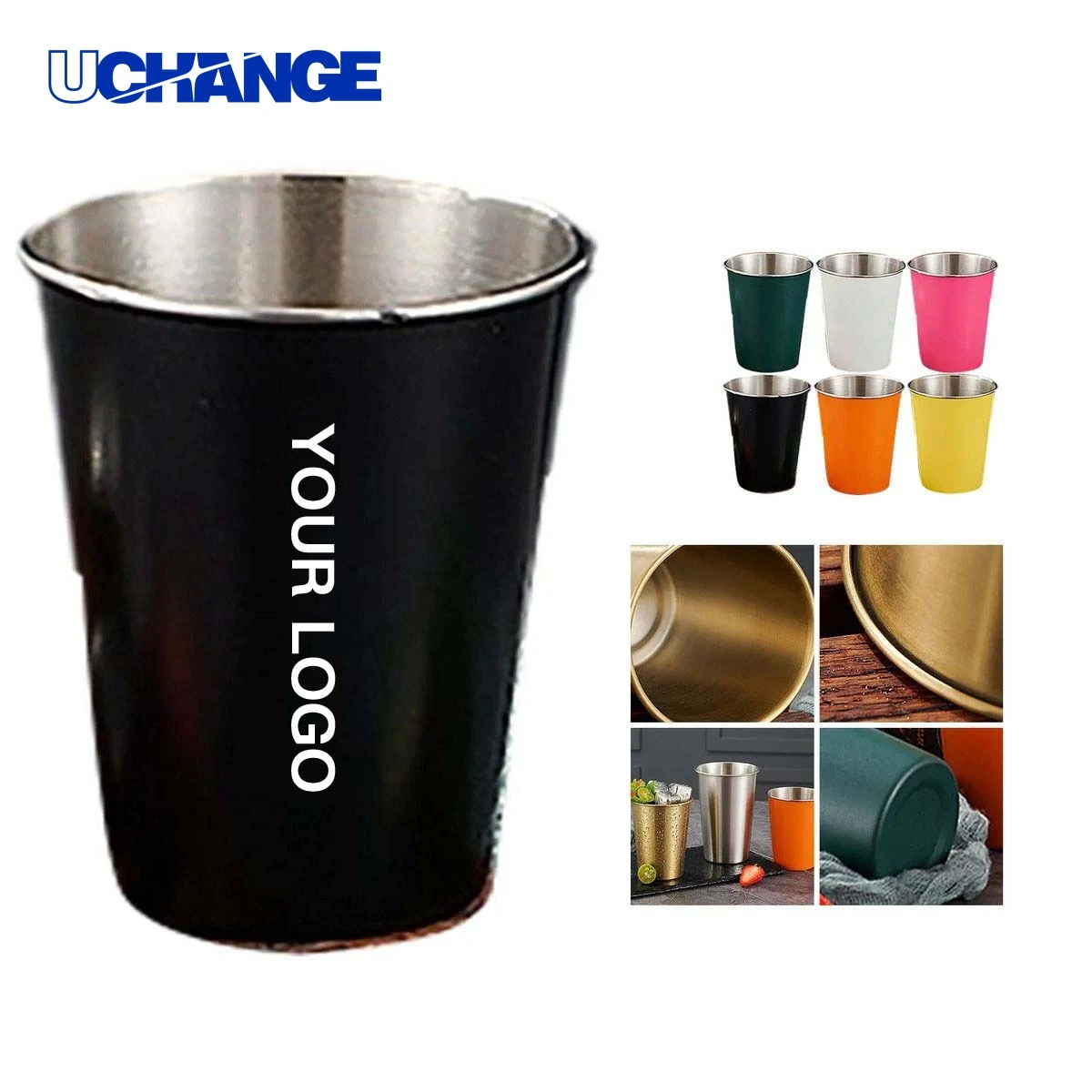 12oz Steel Drinking Cup Drinkware with Brushed Finish 1