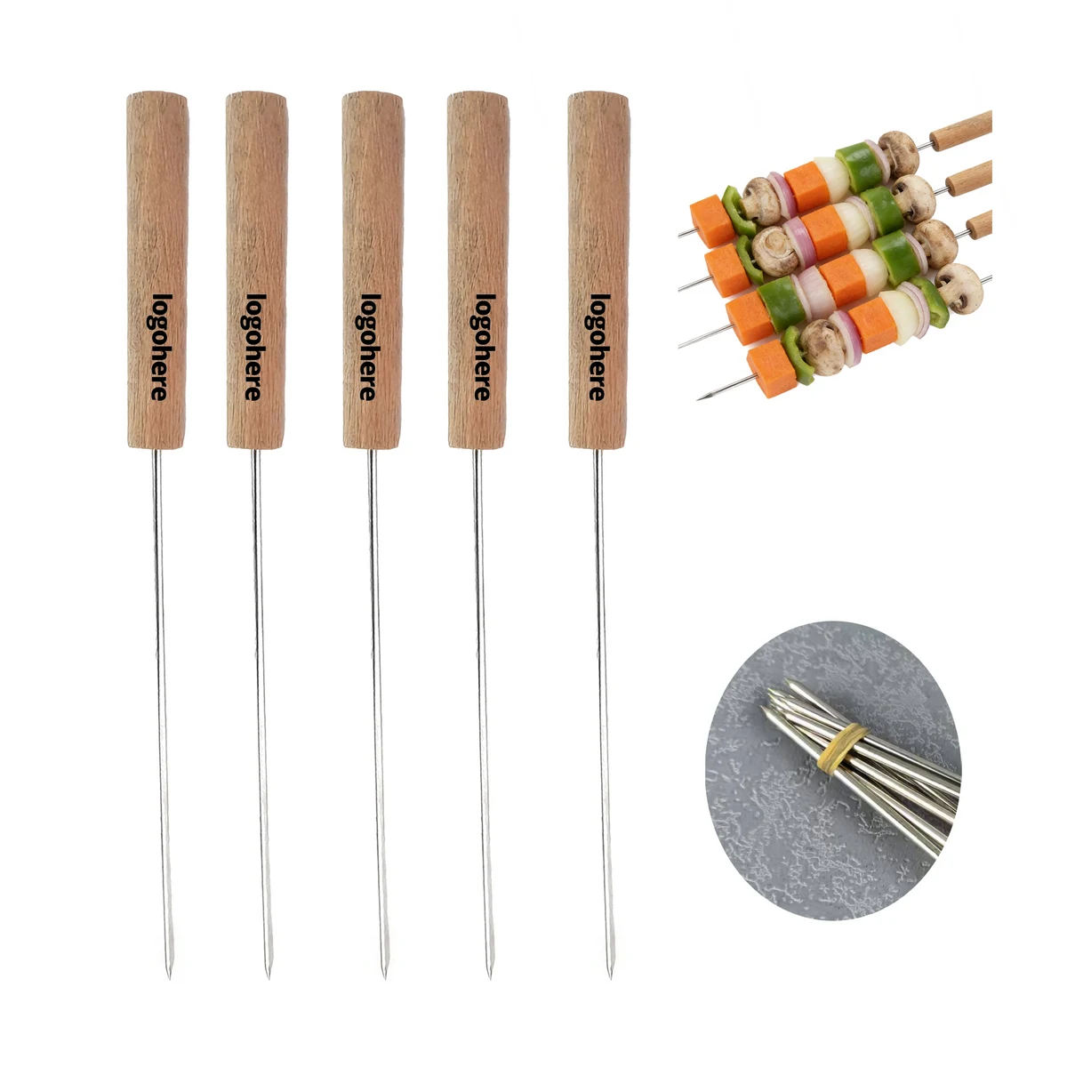 MOQ 50 Extra-Long Barbecue Skewers with Wooden Handle 1