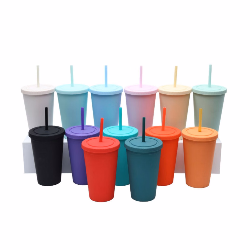 16 oz Double-Layer Straw Cup