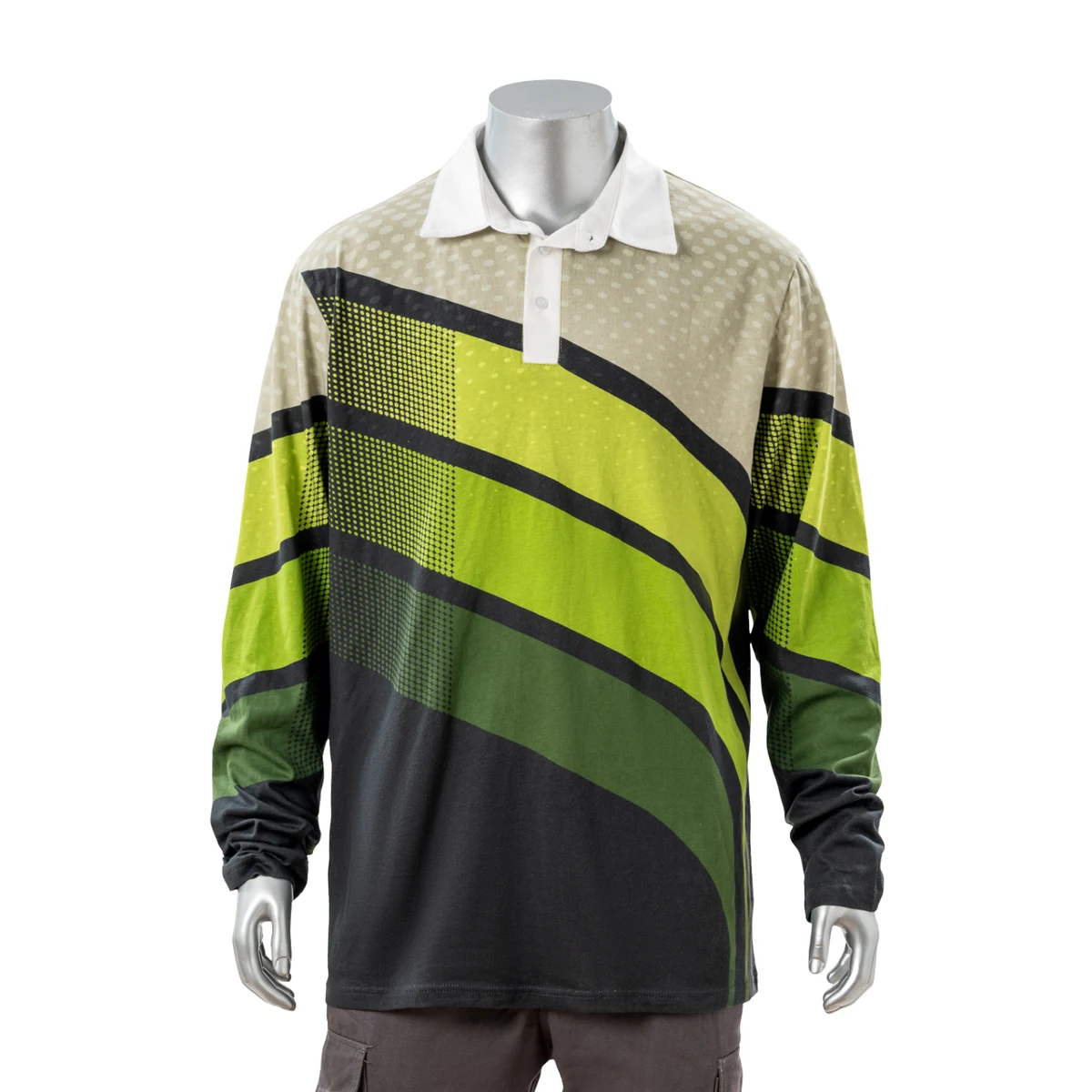 100% Cotton Full Color Reactive Digital Print Men's Long Sleeve Polo - 5.3 oz 1