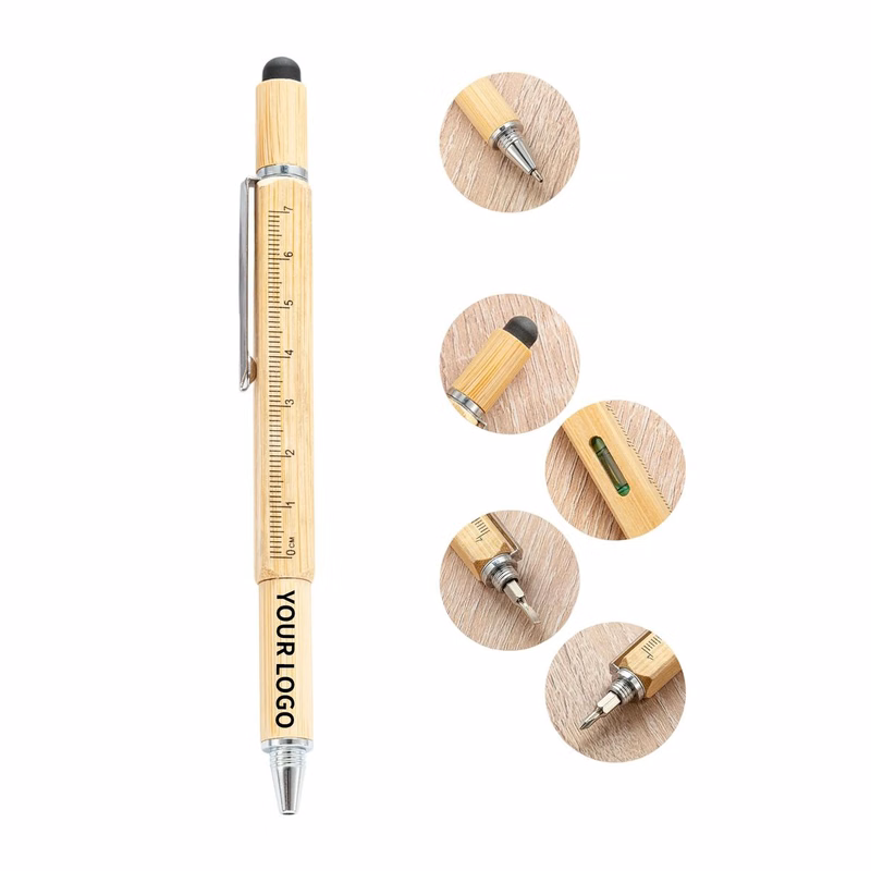 5-in-1 Bamboo Pen with Ruler and Screwdriver