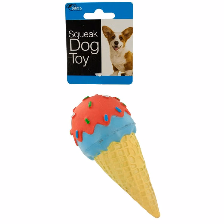 Dog Squeak Toys - Ice Cream Cone 2 Designs Assorted 5.5"