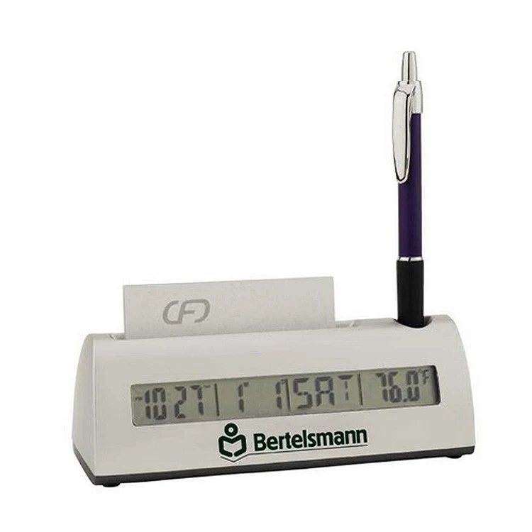 Clock w/ Business Card & Pen Holder 1