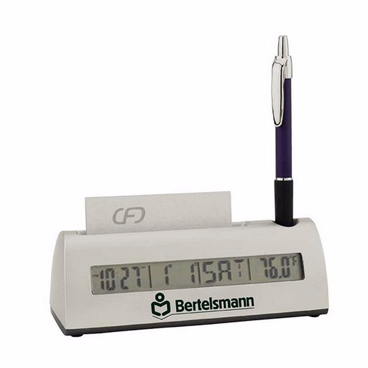 Clock w/ Business Card & Pen Holder