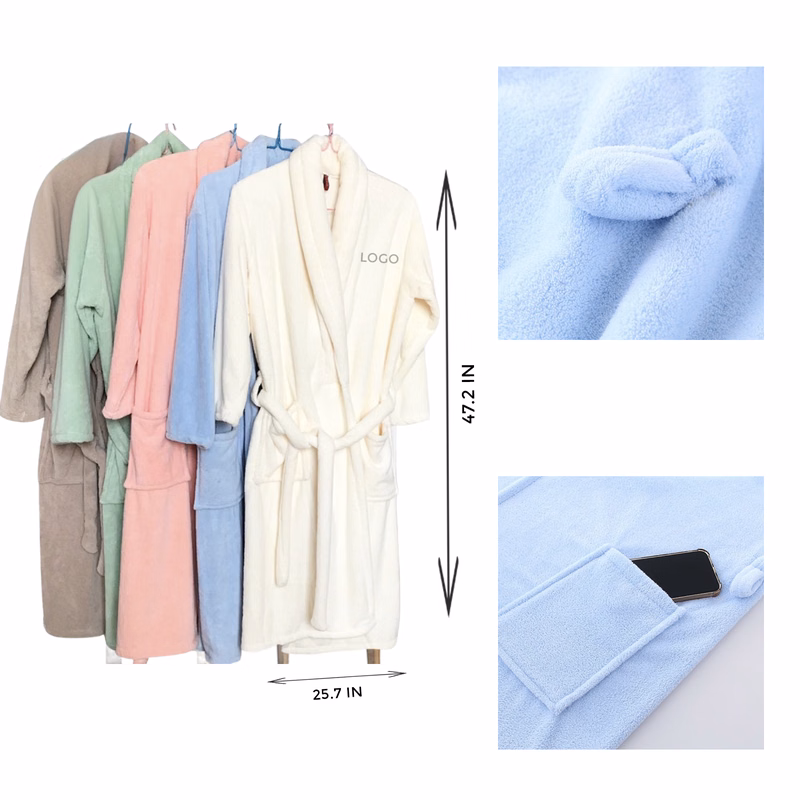 MOQ 10 PCS Stylish Coral Fleece Bathrobe