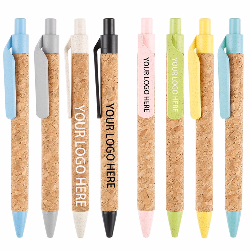 Wheat Straw Cork Ballpoint Pen Kraft Sleeve