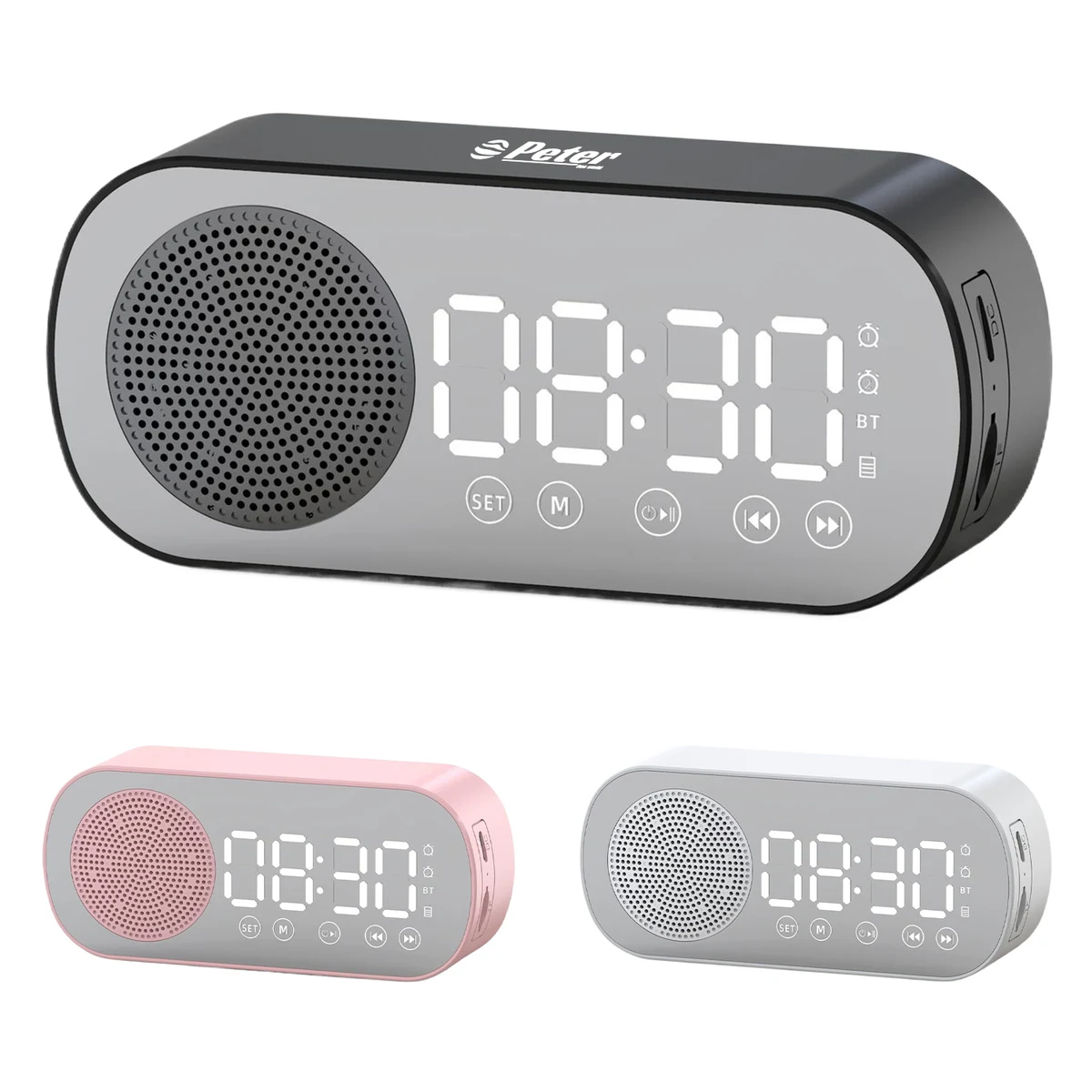 Wireless Bluetooth Speaker LED Mirror Digital Alarm Clock 1