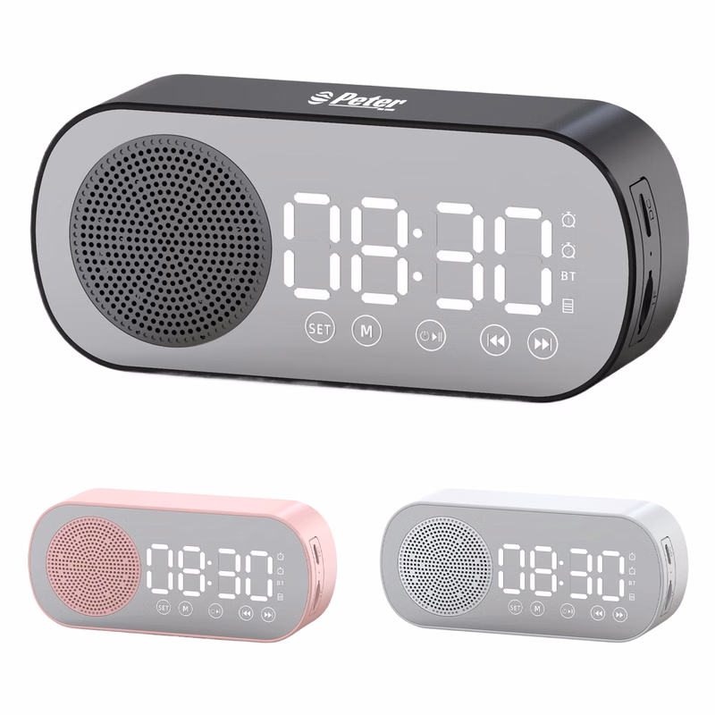 Wireless Bluetooth Speaker LED Mirror Digital Alarm Clock
