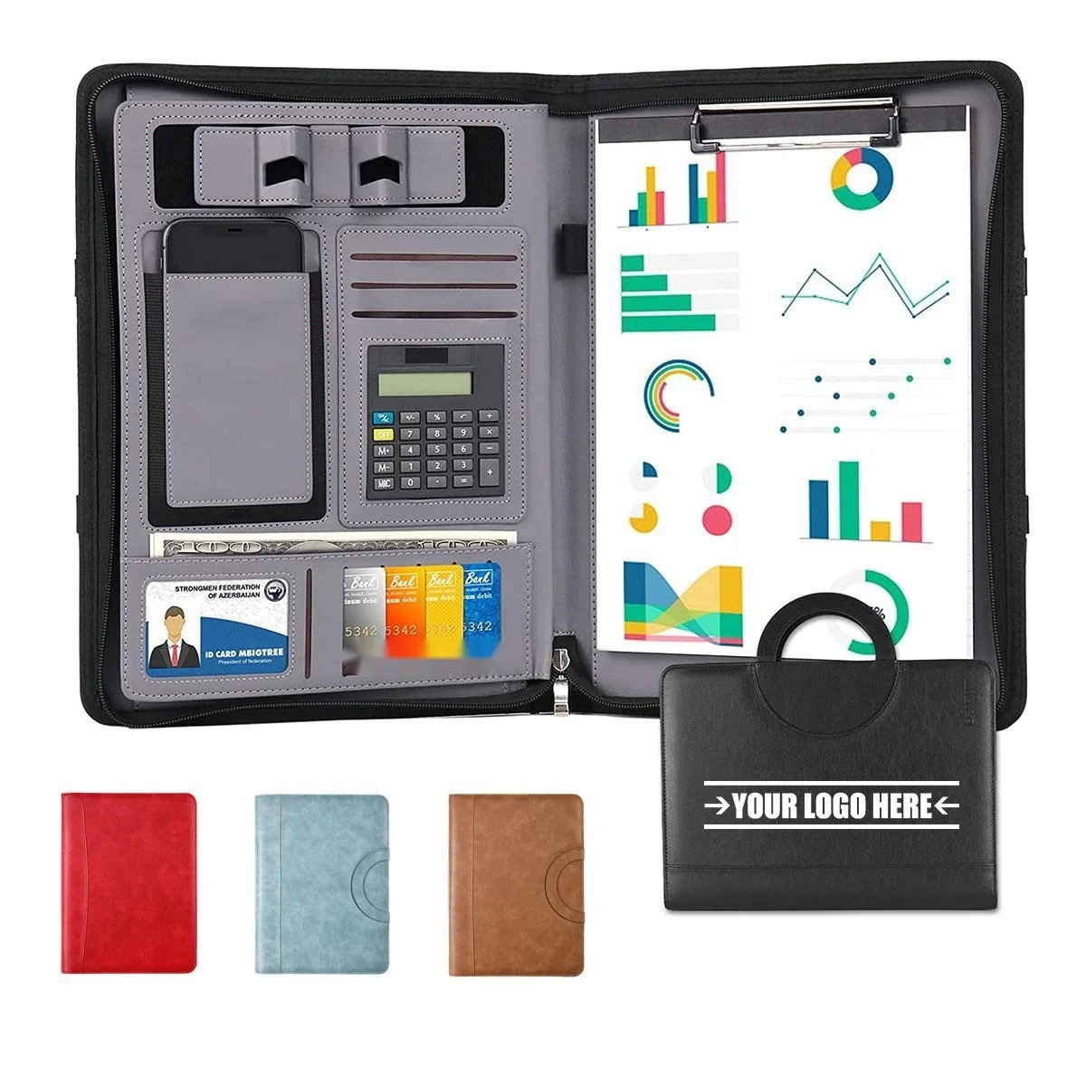 Portfolio Organizer with Writing Pad Handle 1