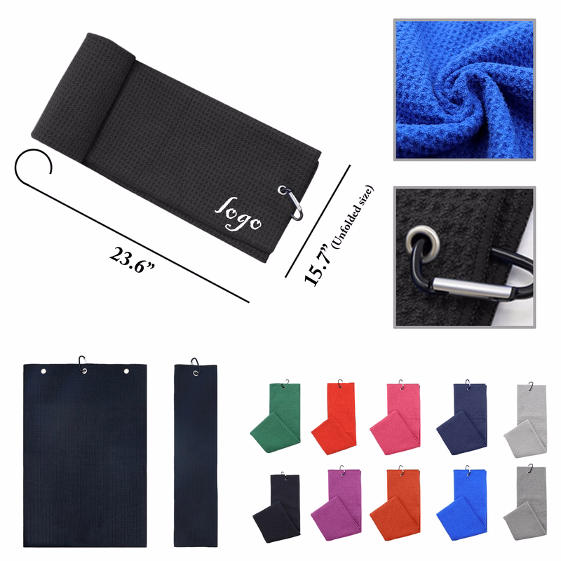 MOQ50 Premium 400GSM Waffle Weave Microfiber Golf Towel