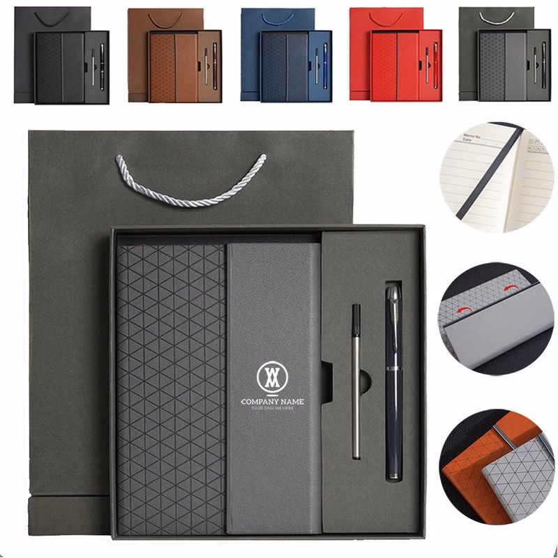 A5 Triple Fold Leather Notebook Business Office Gift Set